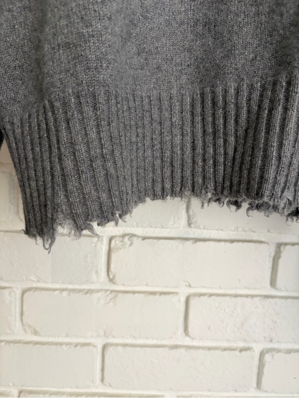 All Saints Gray Crewneck Sweater with Distressed Hem - Picture 5 of 5